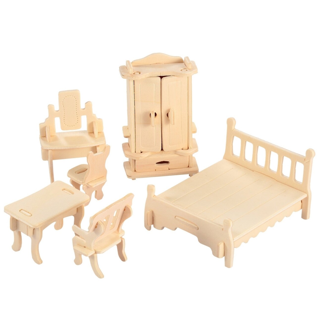 SKUSHOPS 3D Wooden Dollhouse Furniture Puzzles DIY Miniature Furniture Models Set